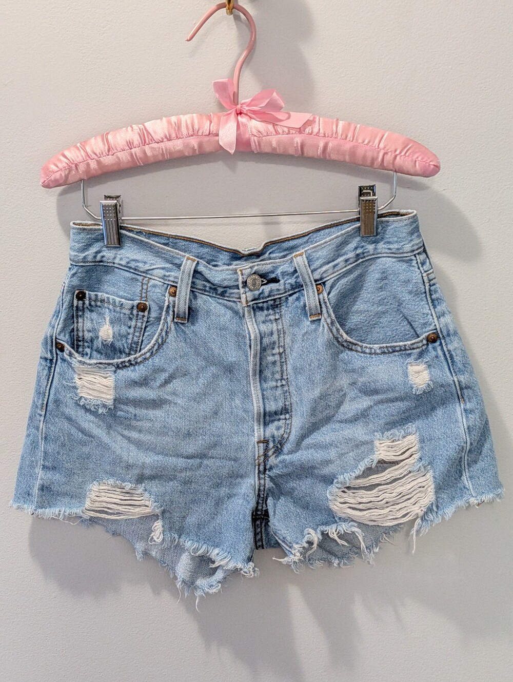 Levi's 501 Original Shorts Women's Distressed Denim Jean Shorts Waist 27
